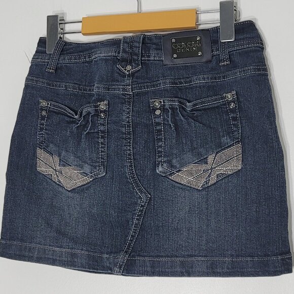 Colori Denim Black Wash Front Zip 4-Pockets Retro Casual Mini Skirt Size 1 - Picture 2 of 13